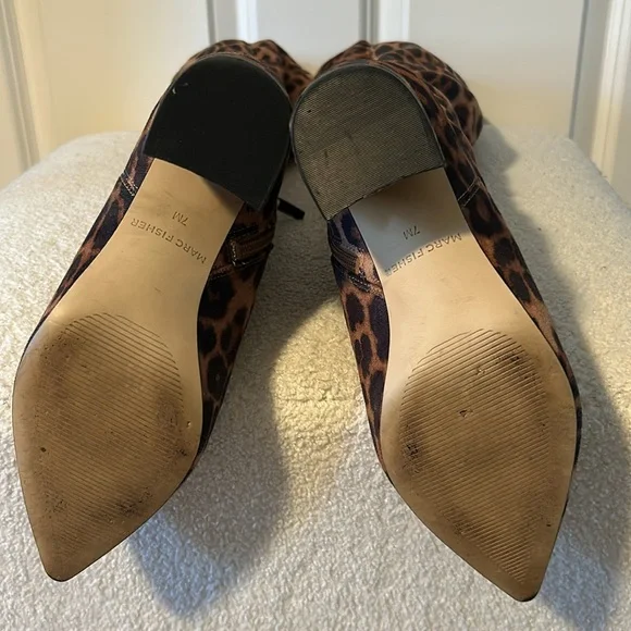 Marc Fisher Leopard Tall Stretch Boots Women's Size 7M - Picture 6 of 7